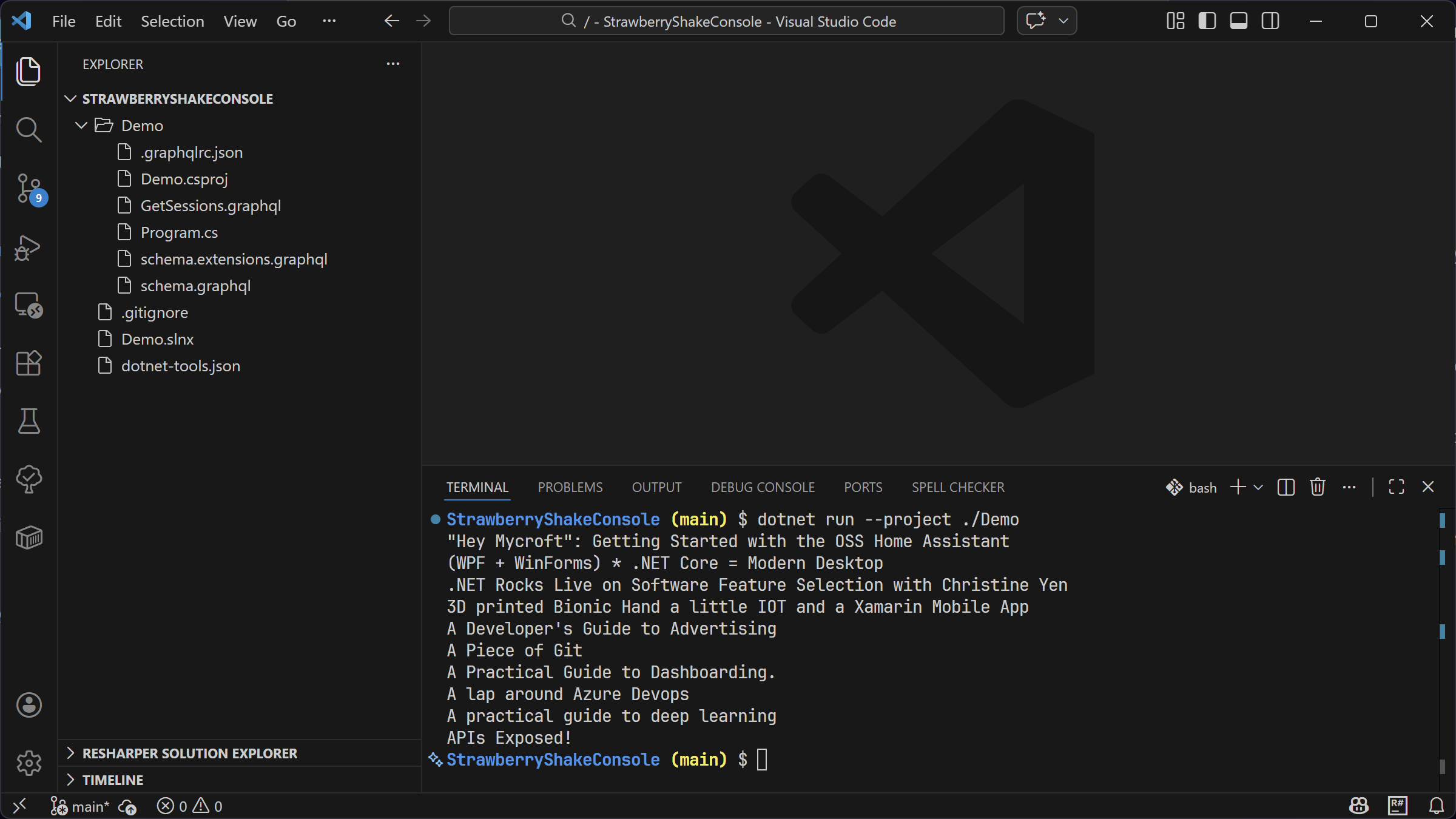 Started console application that shows a list of sessions